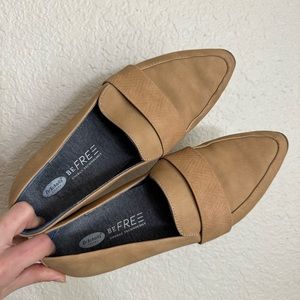 Tan flat loafers